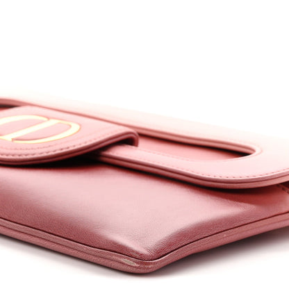 Smooth Calfskin Medium Diordouble Chain Bag Rose Multicolor