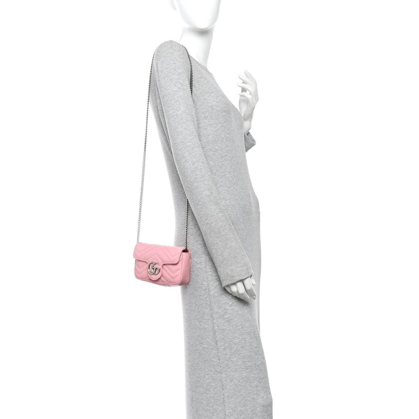Calfskin Matelasse Super Mini GG Marmont Shoulder Bag Wild Rose Wild Rose