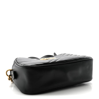 Calfskin Matelasse Small GG Marmont Chain Shoulder Bag Black