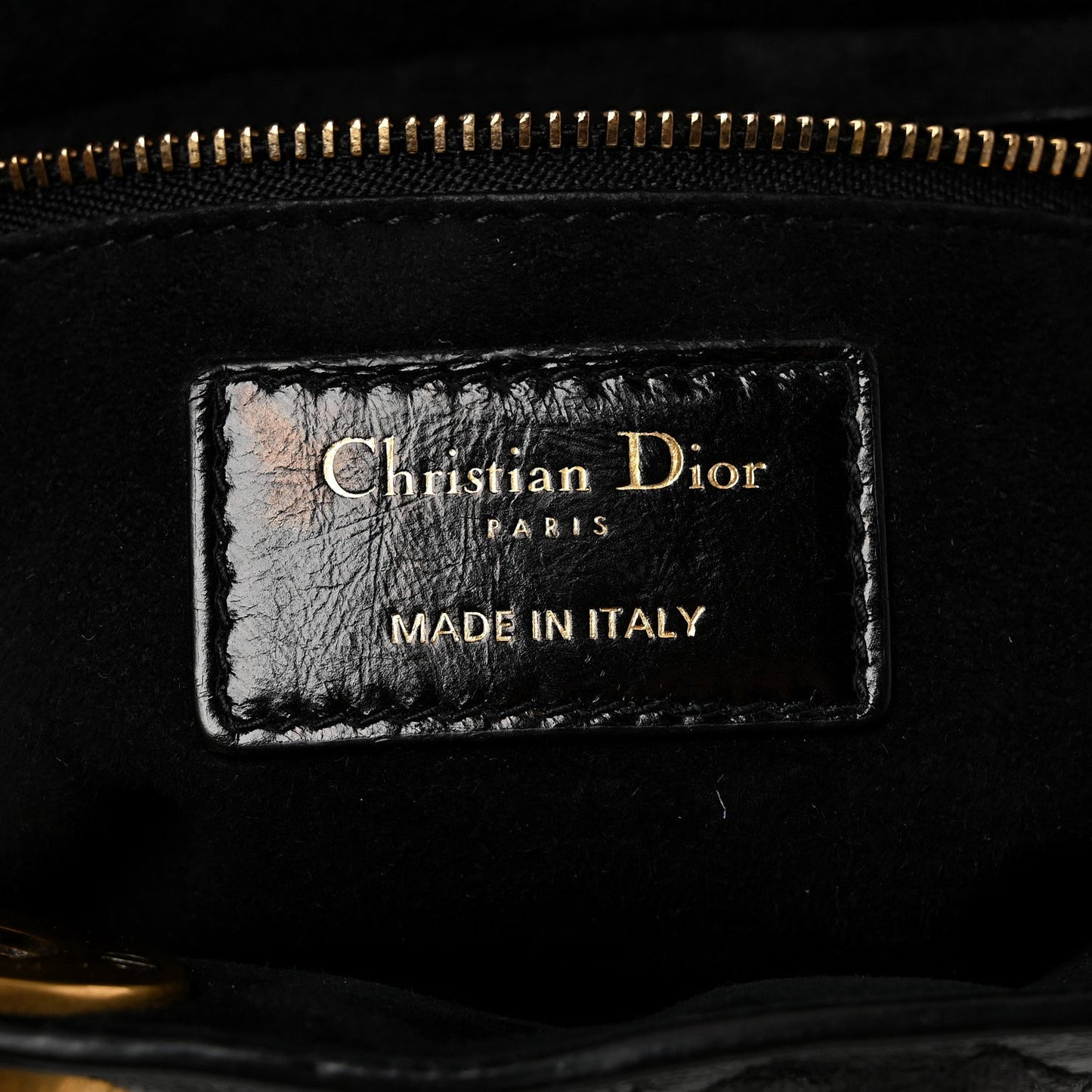 Crinkled Patent Cannage Medium Bohemian Lady Dior Black