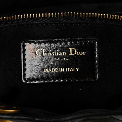 Crinkled Patent Cannage Medium Bohemian Lady Dior Black