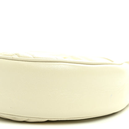 Calfskin Matelasse Mini GG Marmont Round Shoulder Bag White White
