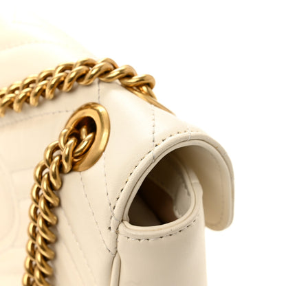 Calfskin Matelasse Mini GG Marmont Shoulder Bag White