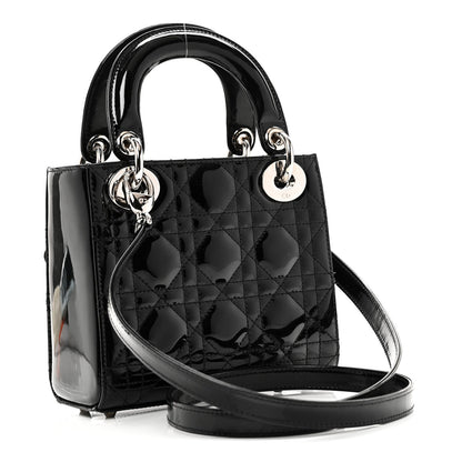 Patent Cannage Mini Lady Dior Black