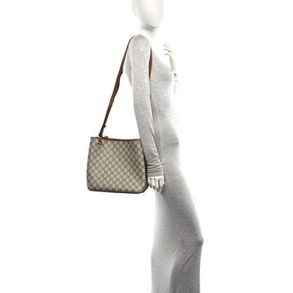 GG Supreme Monogram Medium Emblem Bucket Bag Beige Brown