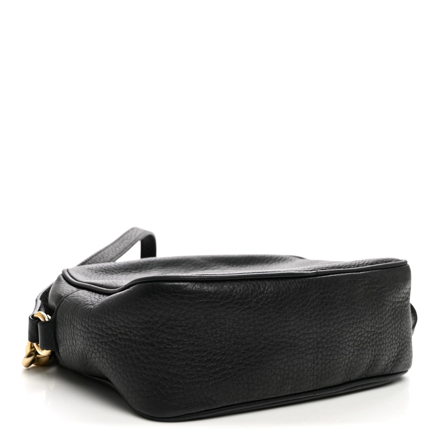 Pebbled Calfskin Small Soho Disco Bag Black
