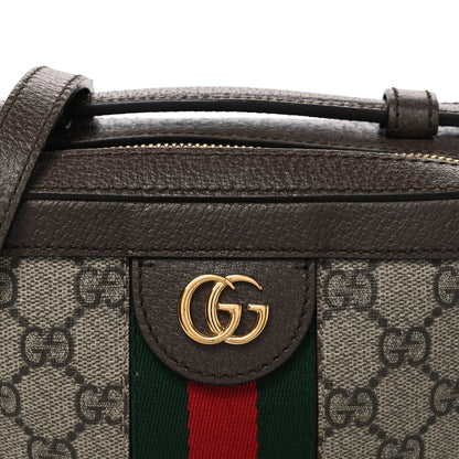 GG Supreme Monogram Mini Ophidia Top Handle Shoulder Bag Brown