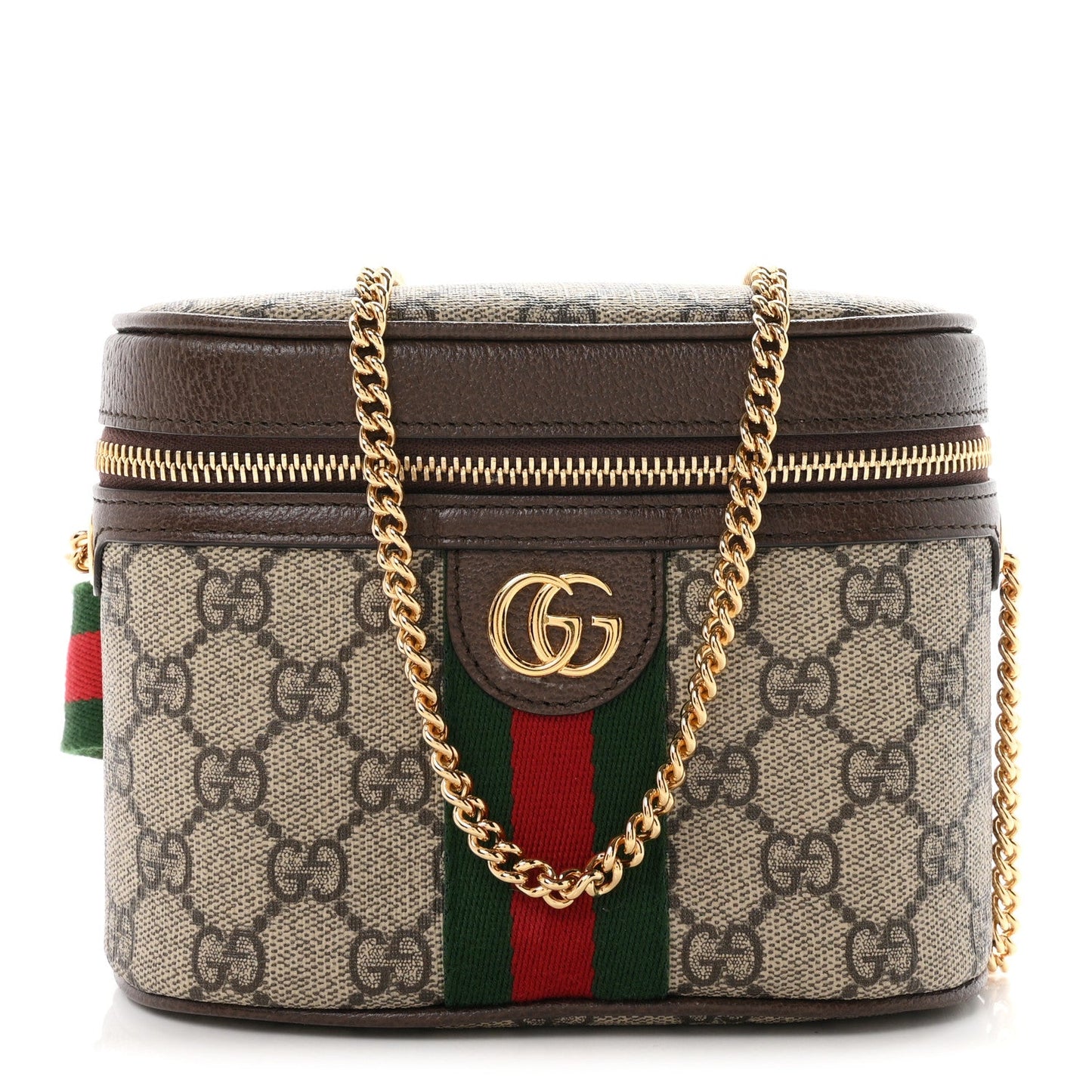 GG Supreme Monogram Textured Dollar Calfskin Web Ophidia Belt Bag 75 30 Beige Ebony New Acero