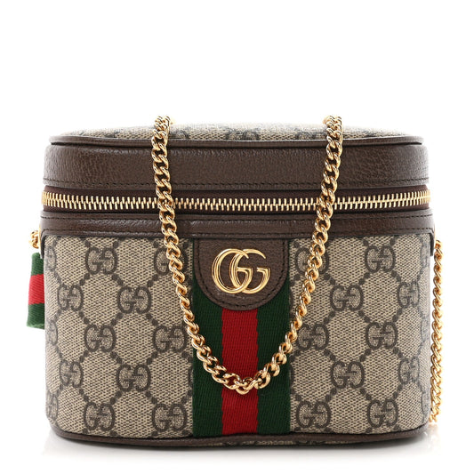 GG Supreme Monogram Textured Dollar Calfskin Web Ophidia Belt Bag 75 30 Beige Ebony New Acero