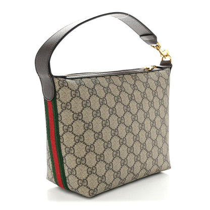 GG Supreme Monogram Textured Calfskin Web Super Mini Ophidia Shoulder Bag Beige Ebony New Acero