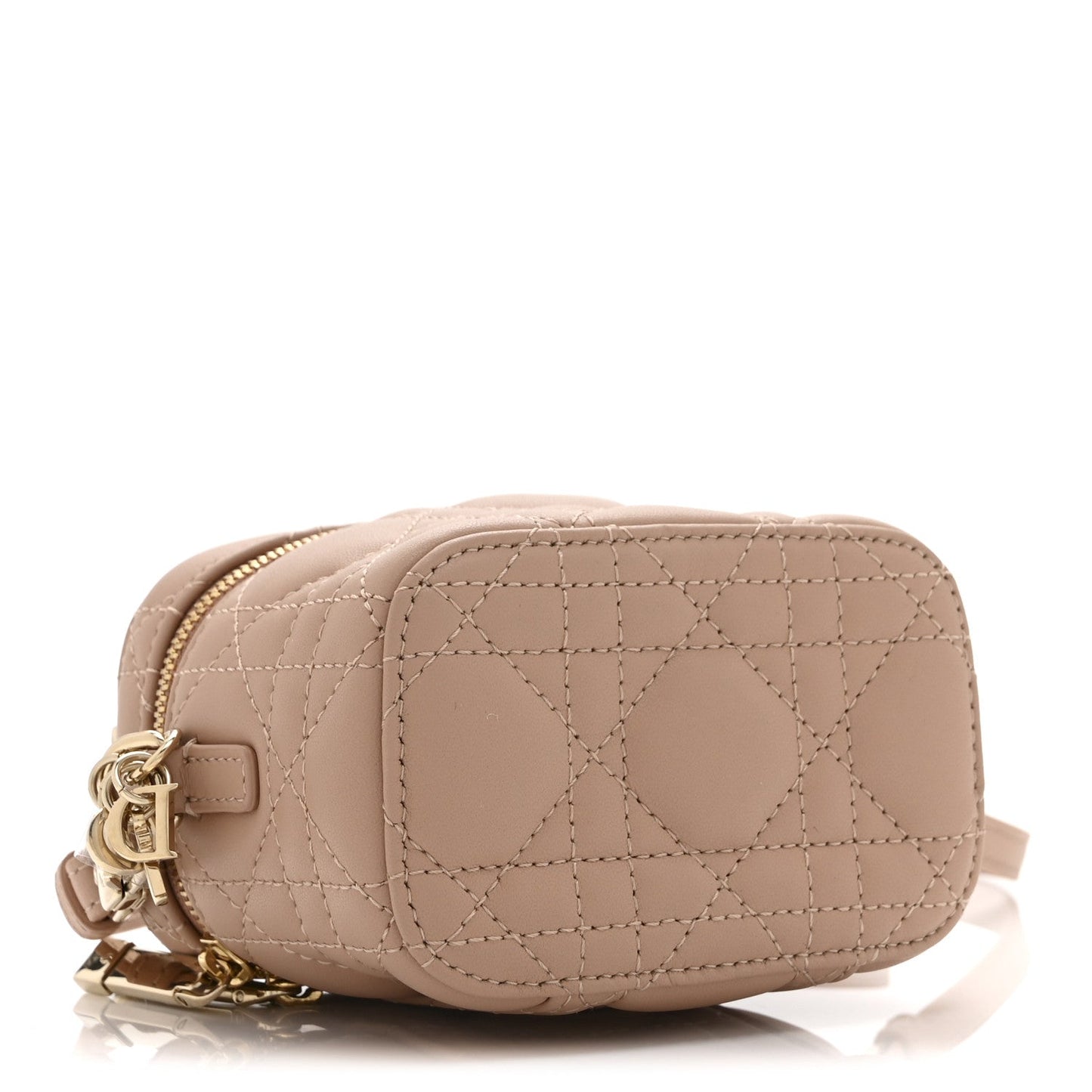 Lambskin Cannage Micro Lady Dior Vanity Case Rose Des Vents