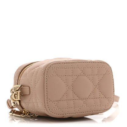 Lambskin Cannage Micro Lady Dior Vanity Case Rose Des Vents
