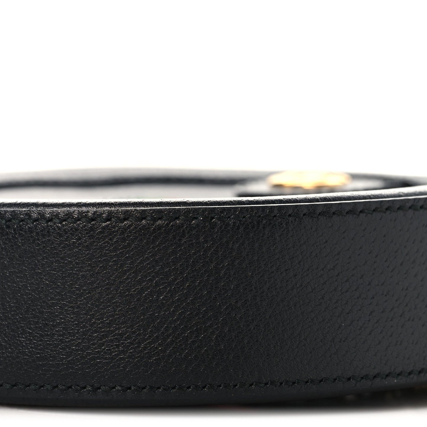 Grained Calfskin Web Mini Ophidia Round Shoulder Bag Black