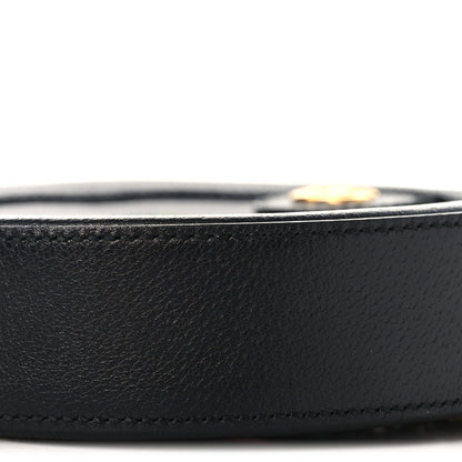 Grained Calfskin Web Mini Ophidia Round Shoulder Bag Black
