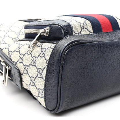 GG Supreme Monogram Textured Dollar Calfskin Web Small Ophidia Day Backpack Beige Blue Black