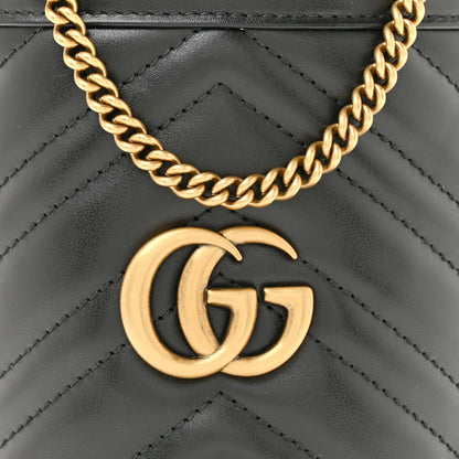 Calfskin Matelasse Mini GG Marmont 2.0 Bucket Bag Black