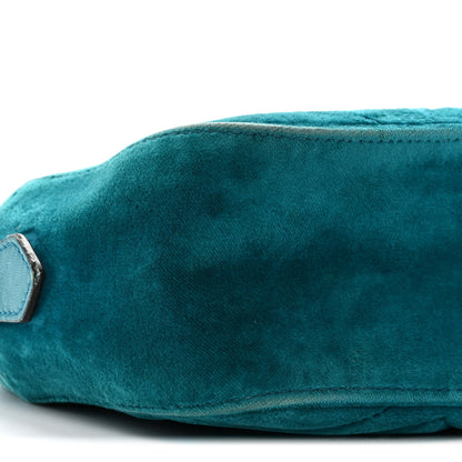 Velvet Matelasse Small GG Marmont Chain Shoulder Bag Pavone Cyan