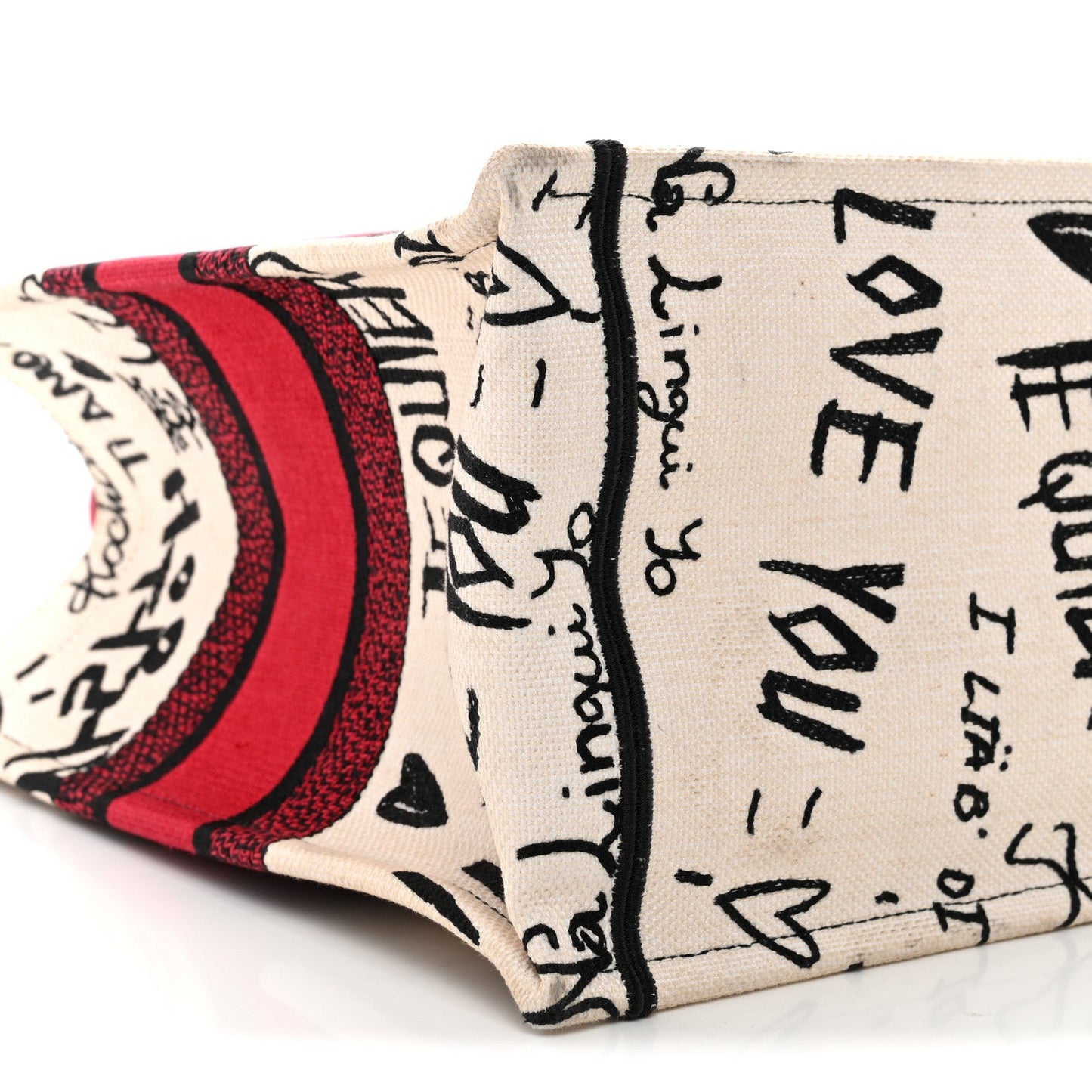 Canvas Embroidered Medium Dioramour Graffiti Book Tote Latte Multicolor