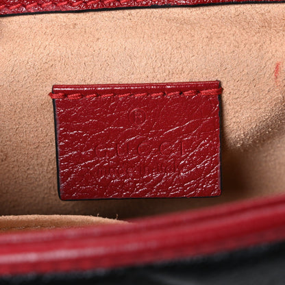 Vintage Effect Calfskin Matelasse Diagonal Mini Torchon GG Marmont Top Handle Shoulder Bag Black Romantic Cherry