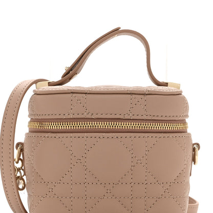 Lambskin Cannage Micro Lady Dior Vanity Case Rose Des Vents
