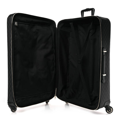GG Supreme Monogram Large Four Wheel Suitcase Black Grey