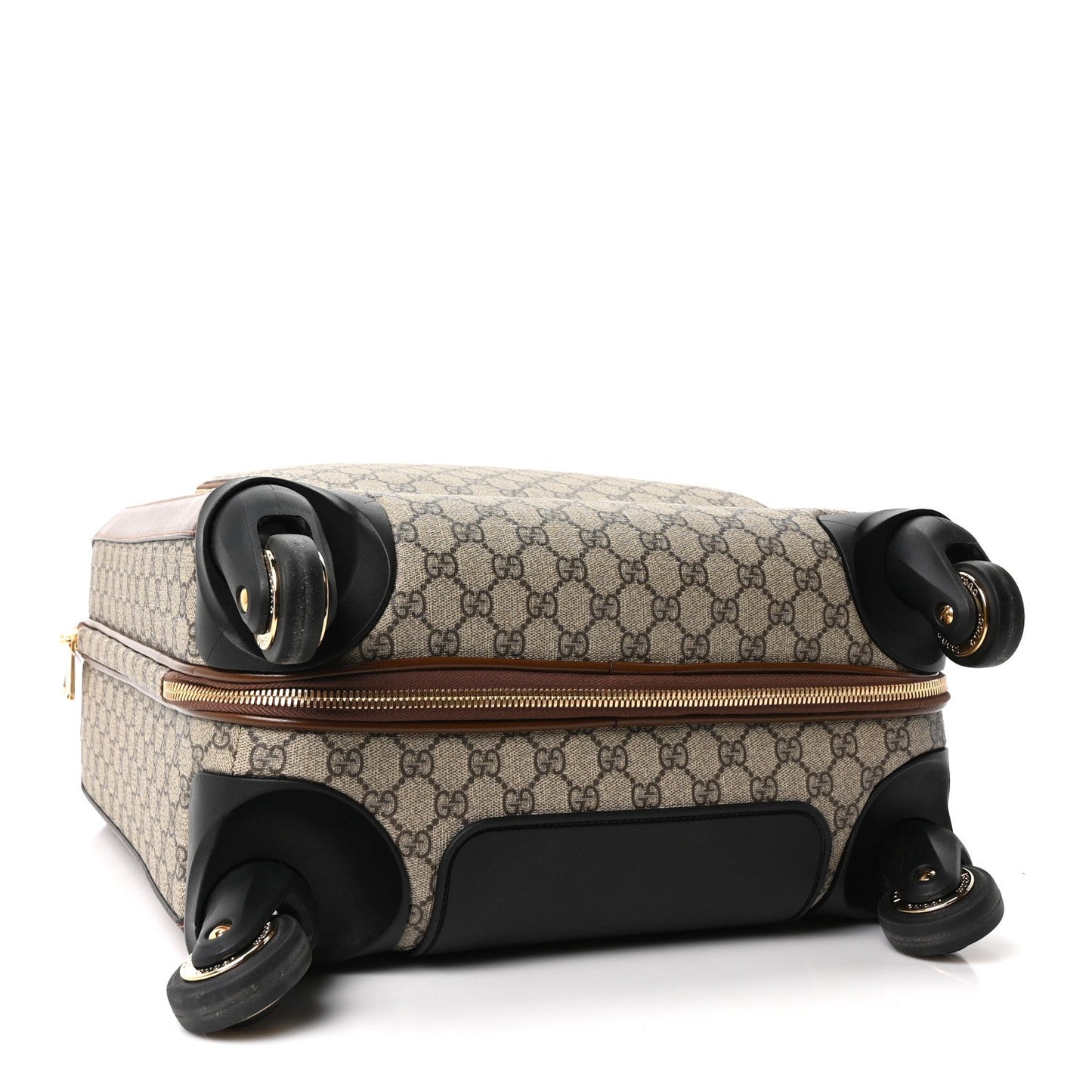 GG Supreme Monogram Azalea Calfskin Retro Interlocking G Small Savoy Cabin Trolley Beige Ebony Brown Sugar