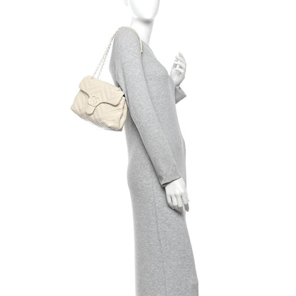 Soft Calfskin Matelasse Monochrome Small GG Marmont Shoulder Bag Ivory