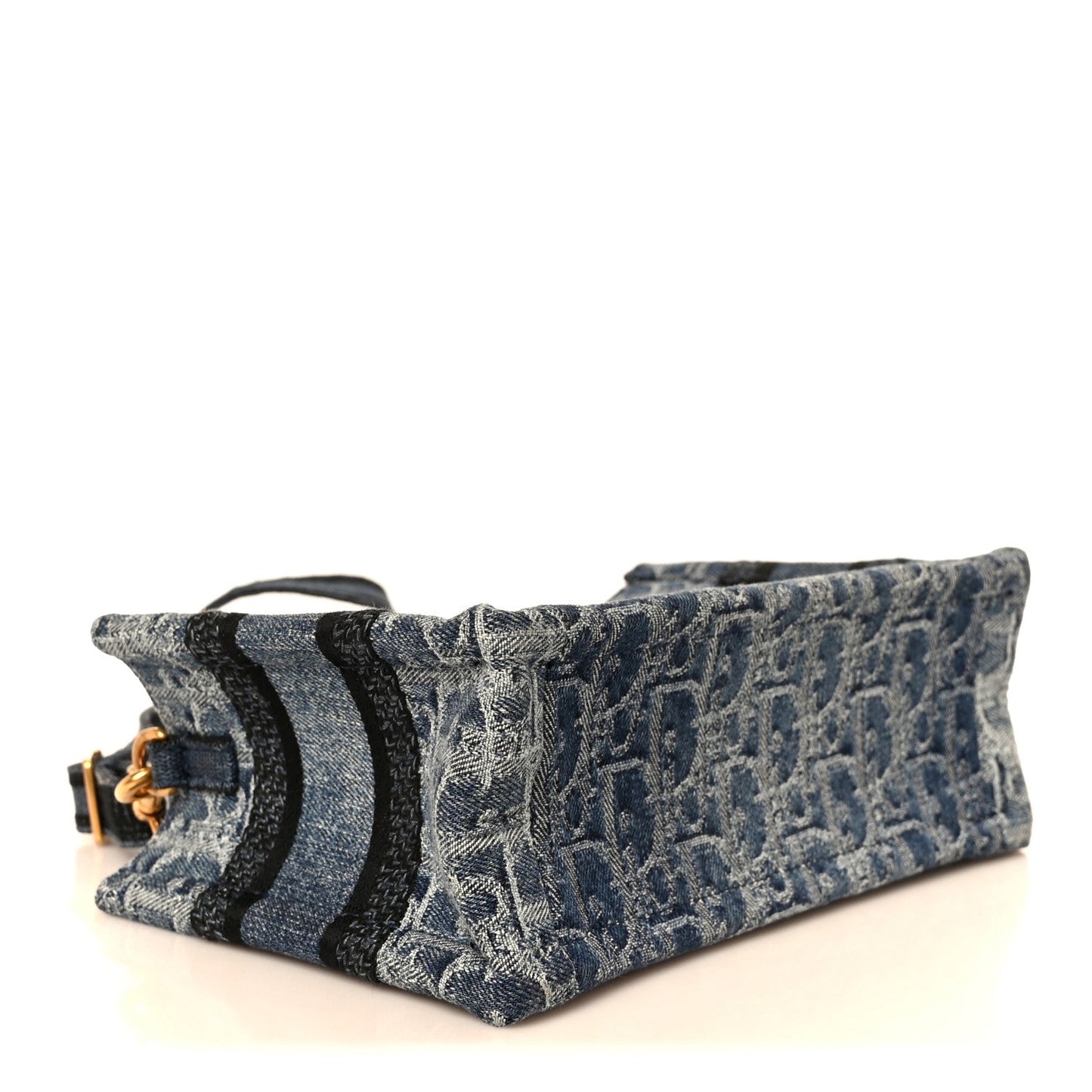 Denim Oblique Mini Book Tote With Strap Blue