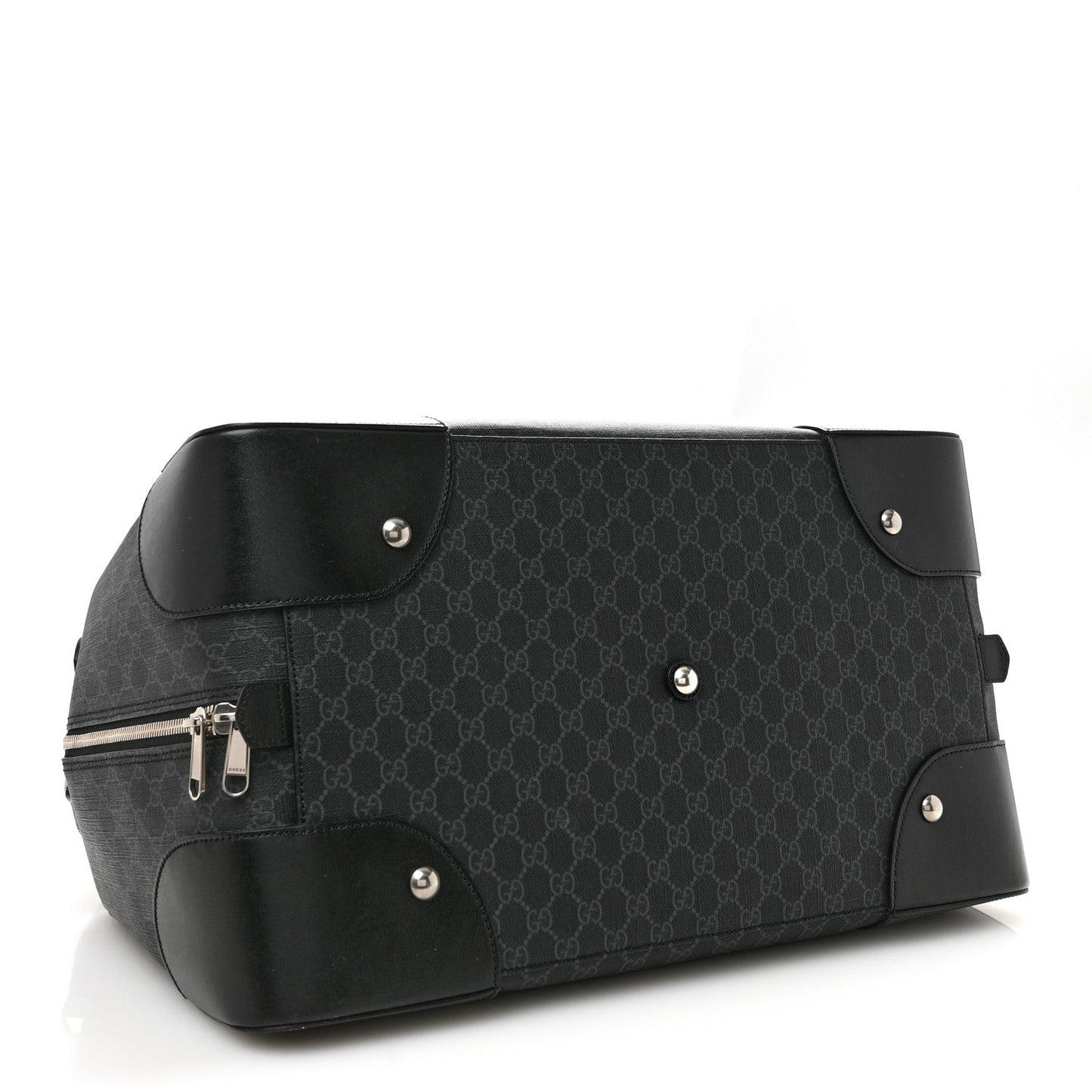 GG Supreme Monogram Azalea Calfskin Retro Interlocking G Large Duffle Bag Black Grey