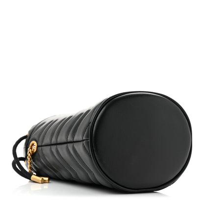 Calfskin Matelasse Mini GG Marmont 2.0 Bucket Bag Black