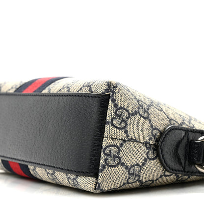 GG Supreme Monogram Textured Dollar Calfskin Web Small Ophidia Dome Shoulder Bag Beige Blue