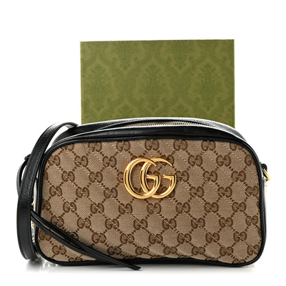 Monogram Matelasse Diagonal Small GG Marmont Chain Shoulder Bag Beige Black