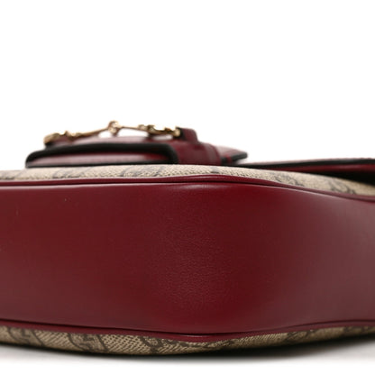 GG Supreme Monogram Horsebit 1955 Soft Small Shoulder Bag Beige Ebony Rosso Ancora