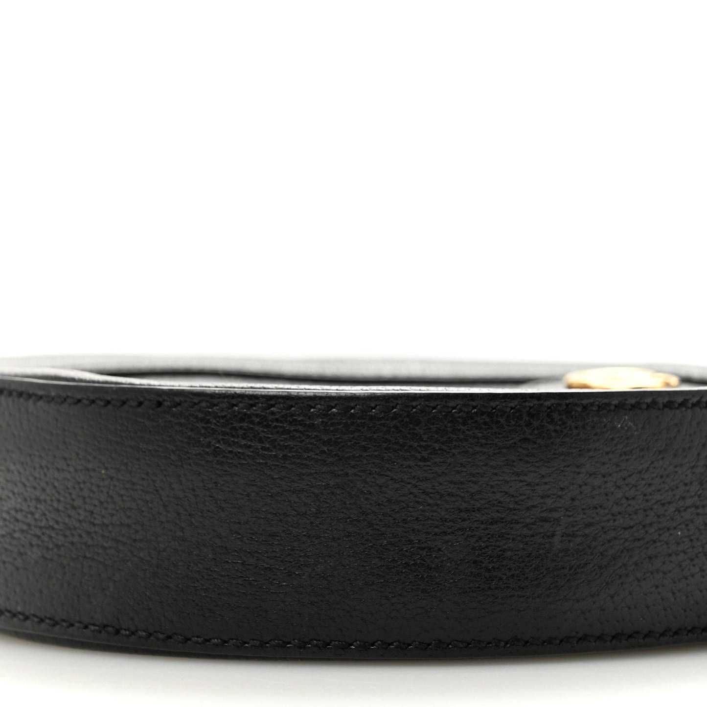 Grained Calfskin Web Mini Ophidia Round Shoulder Bag Black