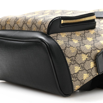 GG Supreme Monogram Bees Print Small Day Backpack Beige Oro Black