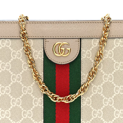 GG Supreme Monogram Textured Dollar Calfskin Web Small Ophidia Chain Shoulder Bag Beige Mystic White Oatmeal