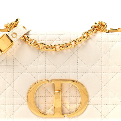 Grained Calfskin Cannage Small Caro Bag White