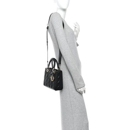 Lambskin Cannage Small Lady Dior Black