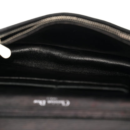 Grained Calfskin Diorama Wallet on Chain Pouch Black