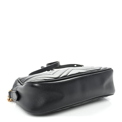 Calfskin Matelasse Small GG Marmont Chain Shoulder Bag Black