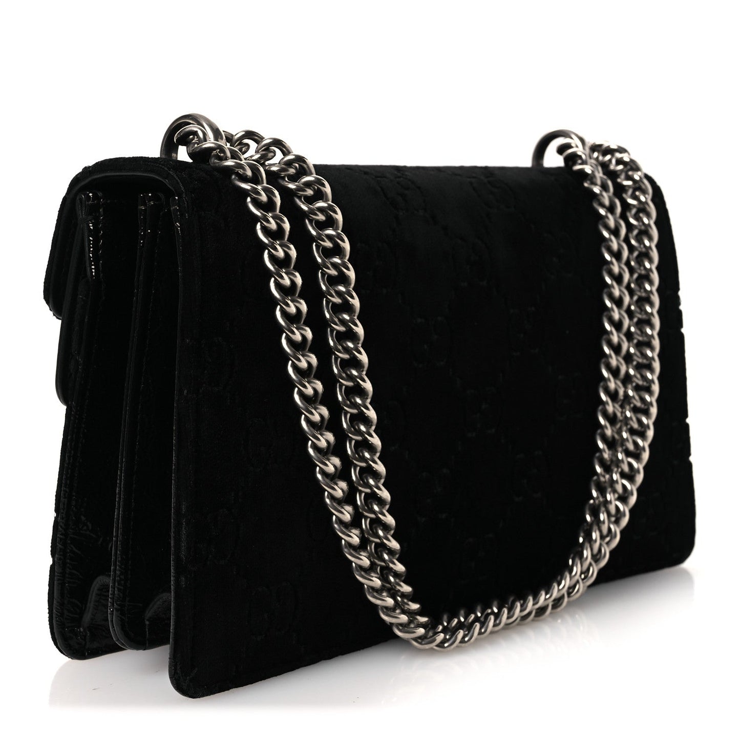 Velvet GG Monogram Small Dionysus Shoulder Bag Black