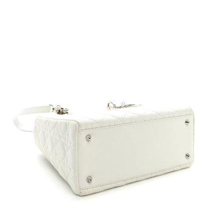 Lambskin Cannage Medium Lady Dior White