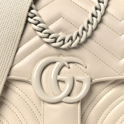 Calfskin Matelasse Monochrome Mini GG Marmont Crossbody Shoulder Bag White