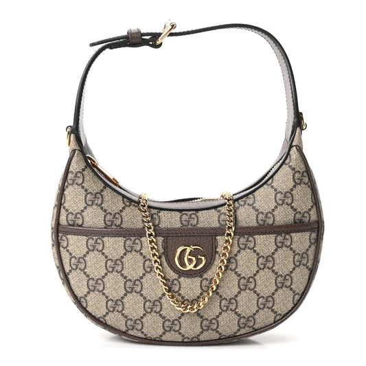 GG Supreme Monogram Textured Dollar Calfskin Small Ophidia Shoulder Bag Beige Ebony New Acero