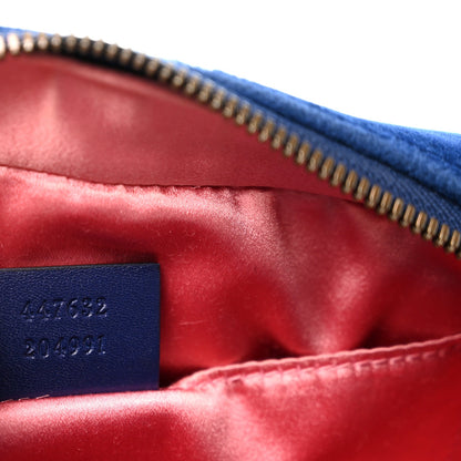 Velvet Matelasse Small GG Marmont Chain Shoulder Bag Cobalt