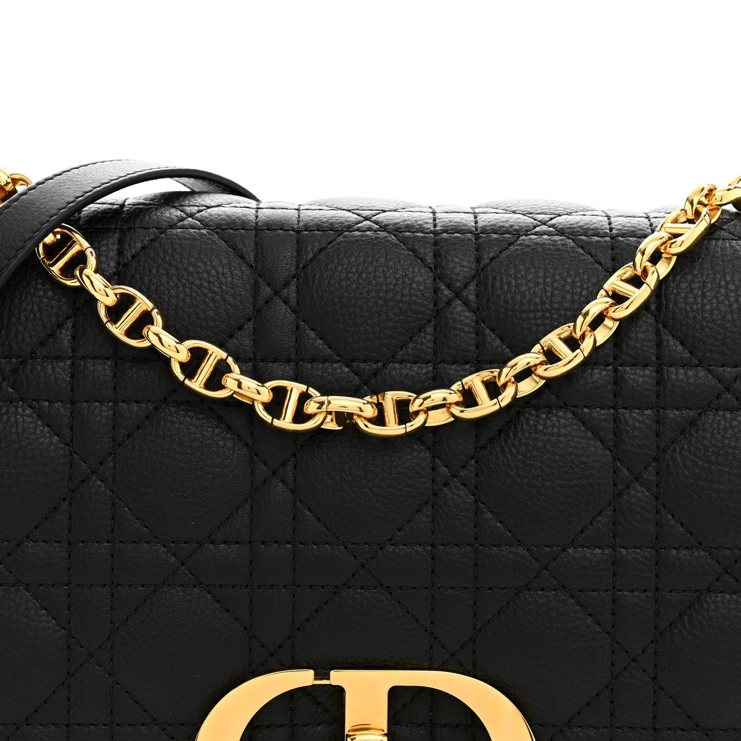 Grained Calfskin Cannage Large Caro Bag Black