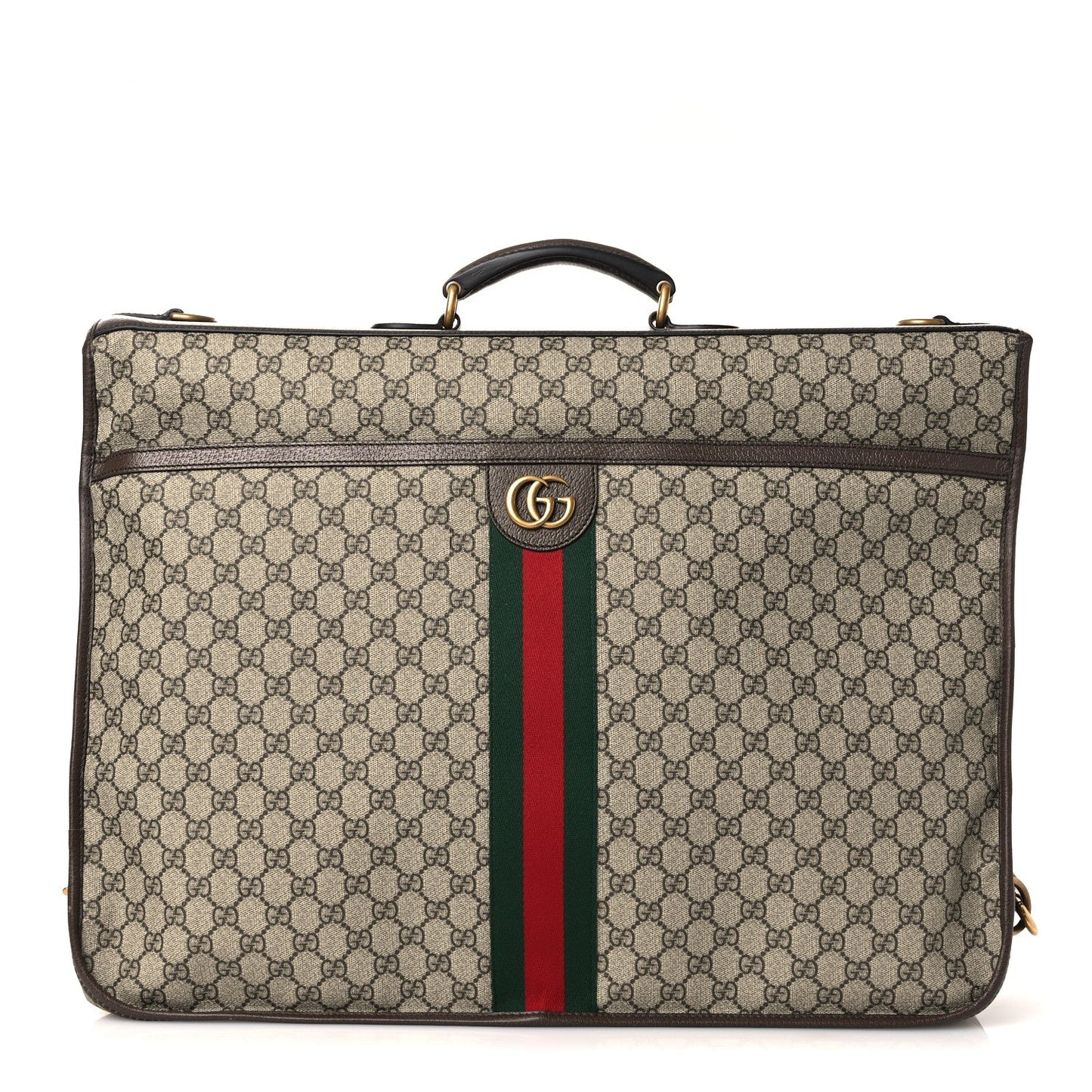 GG Supreme Monogram Textured Dollar Calfskin Web Ophidia Savoy Garment Bag Beige Ebony New Acero