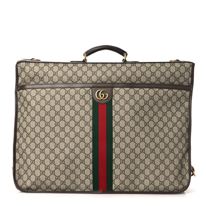 GG Supreme Monogram Textured Dollar Calfskin Web Ophidia Savoy Garment Bag Beige Ebony New Acero