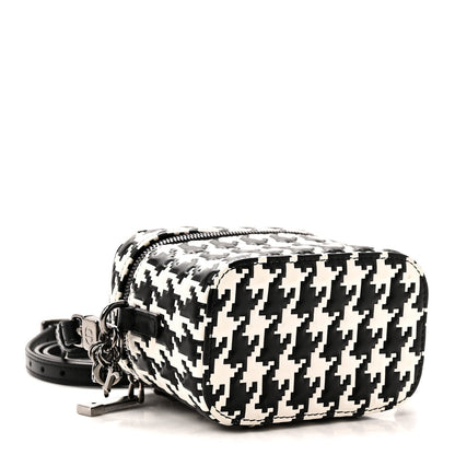 Calfskin Macro Houndstooth Embossed Micro Lady Dior Vanity Case Black White