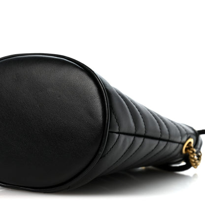 Calfskin Matelasse Mini GG Marmont 2.0 Bucket Bag Black